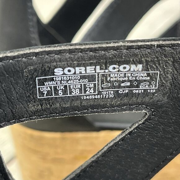 SOREL Cameron Flatform Lace Sandals Women Size 7 Black EUC - Picture 11 of 11
